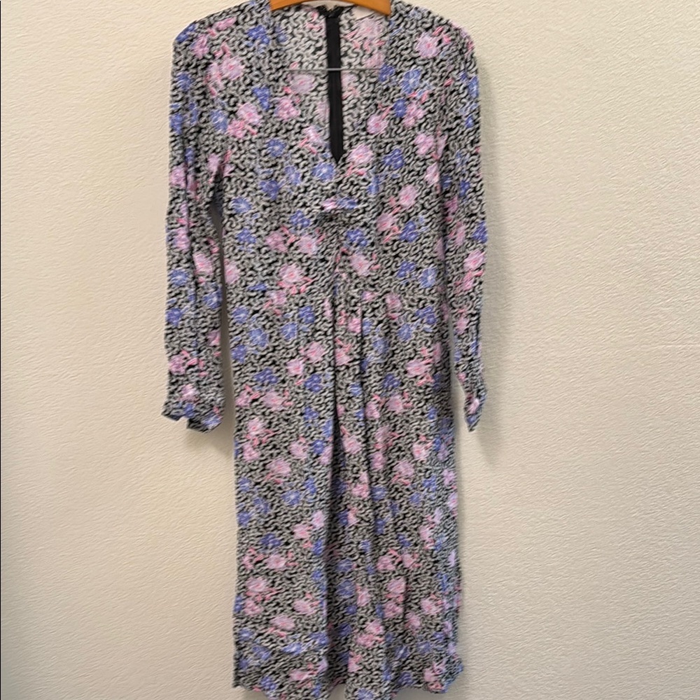 LOFT Blue and Pink Pleated Dress